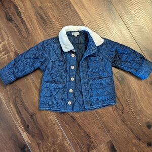 Mabo Clothier Quilted Denim Frankie Work Jacket with Sherpa Collar size 2-3